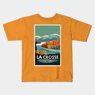 Wisconsin Vintage 1940’s Style Travel Poster-Fall Kids T-Shirt